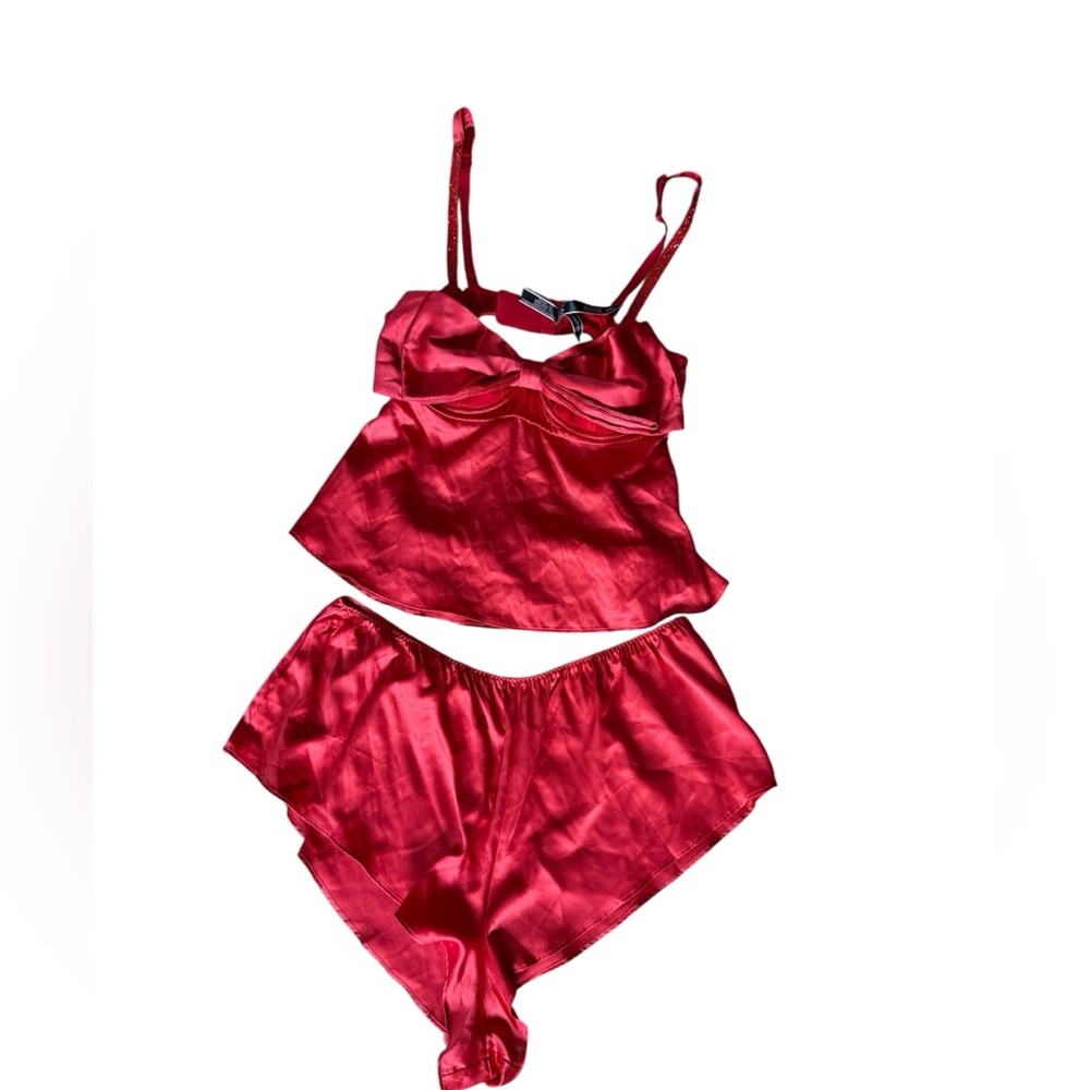 Victoria’s Secret Satin Camisole & Shorts Set Red Large‎
